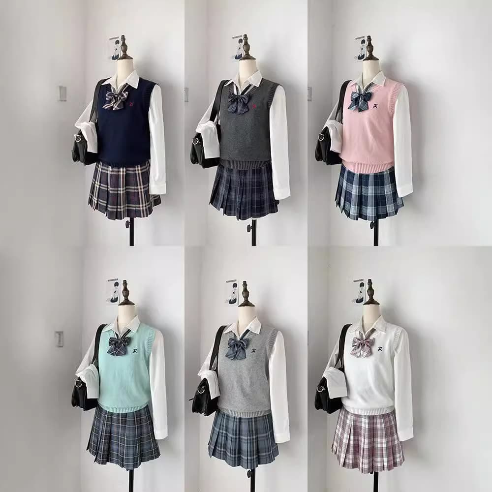 Original JK uniform solid color vest sweater knitwear V-neck school uniform autumn winter spring student wear office worker