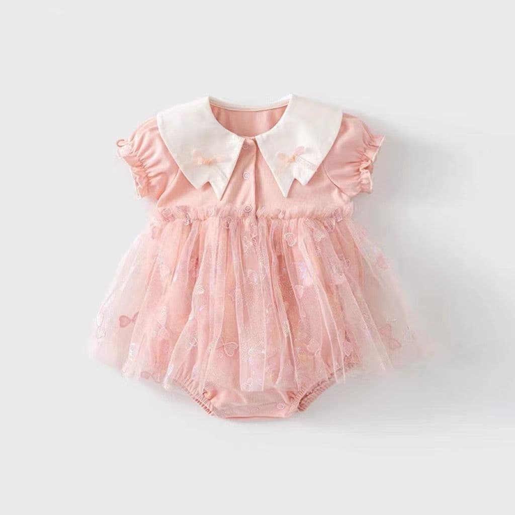 Baby Girl Summer Outfit Thin Clothes Newborn Princess Full Moon Clothes Short Sleeve Cotton Romper Skirt Cute Infant Clothing