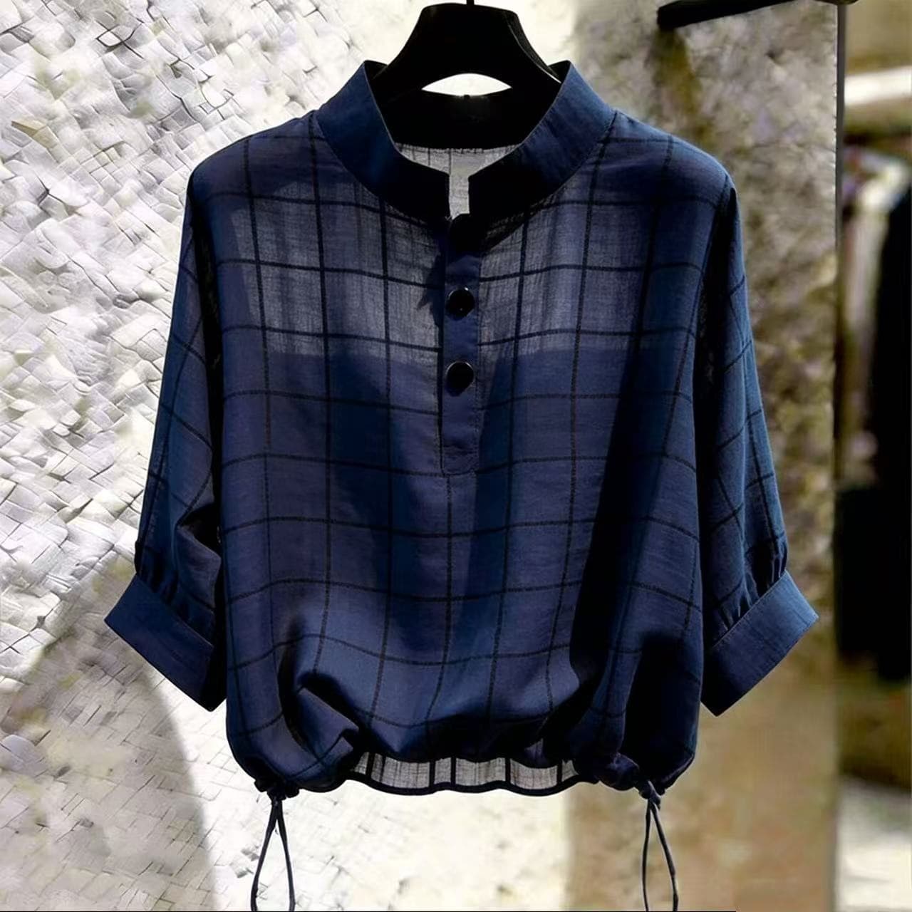2026 Summer New Top Drawstring Versatile Casual Loose Fit Blouse Short Sleeve Top