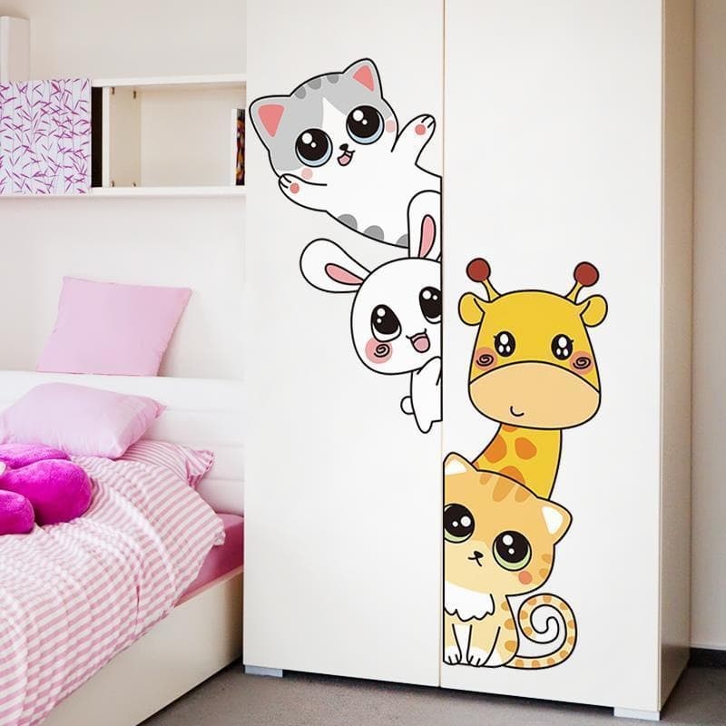 Pattern room decoration renovation door stickers self-adhesive wall stickers wardrobe large wall wallpaper cartoon children's door bedroom stickers