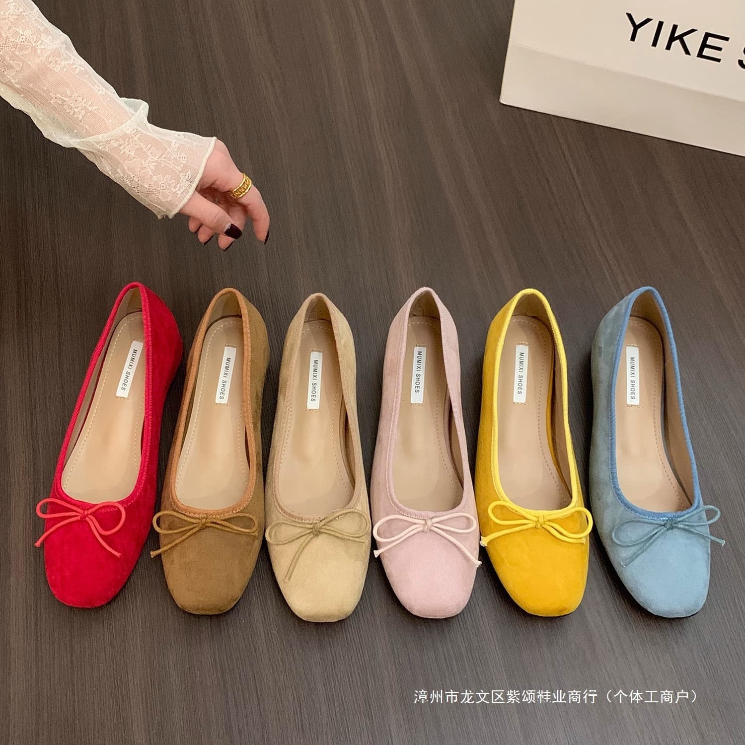 French-style Ballet Flats with Hidden Wedge Heel for Women 2026 New Spring/Autumn Red Bow Evening Shoes