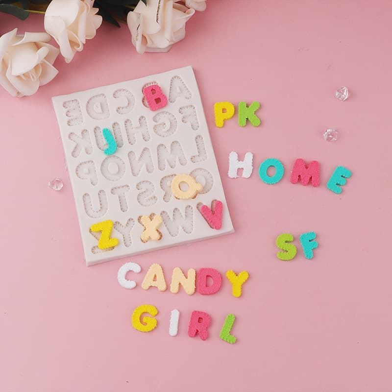 Baking Cake Mold Capital Cloth Texture English Alphabet Silicone Fondant Chocolate Tool Epoxy Resin Mold