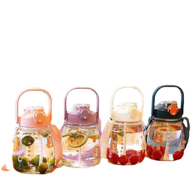 1300ML Large Capacity Double Drinking Spout Tumbler Gym Water Bottle Plastic Straw Cup Cold Tea Pitcher Portable