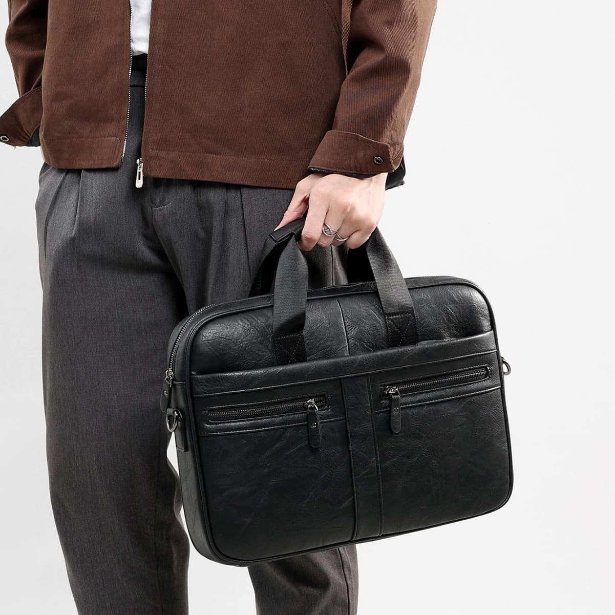 Cross-border Vintage Crazy Horse Grain Briefcase for Men, Business Handbag, Premium Men's Laptop Bag