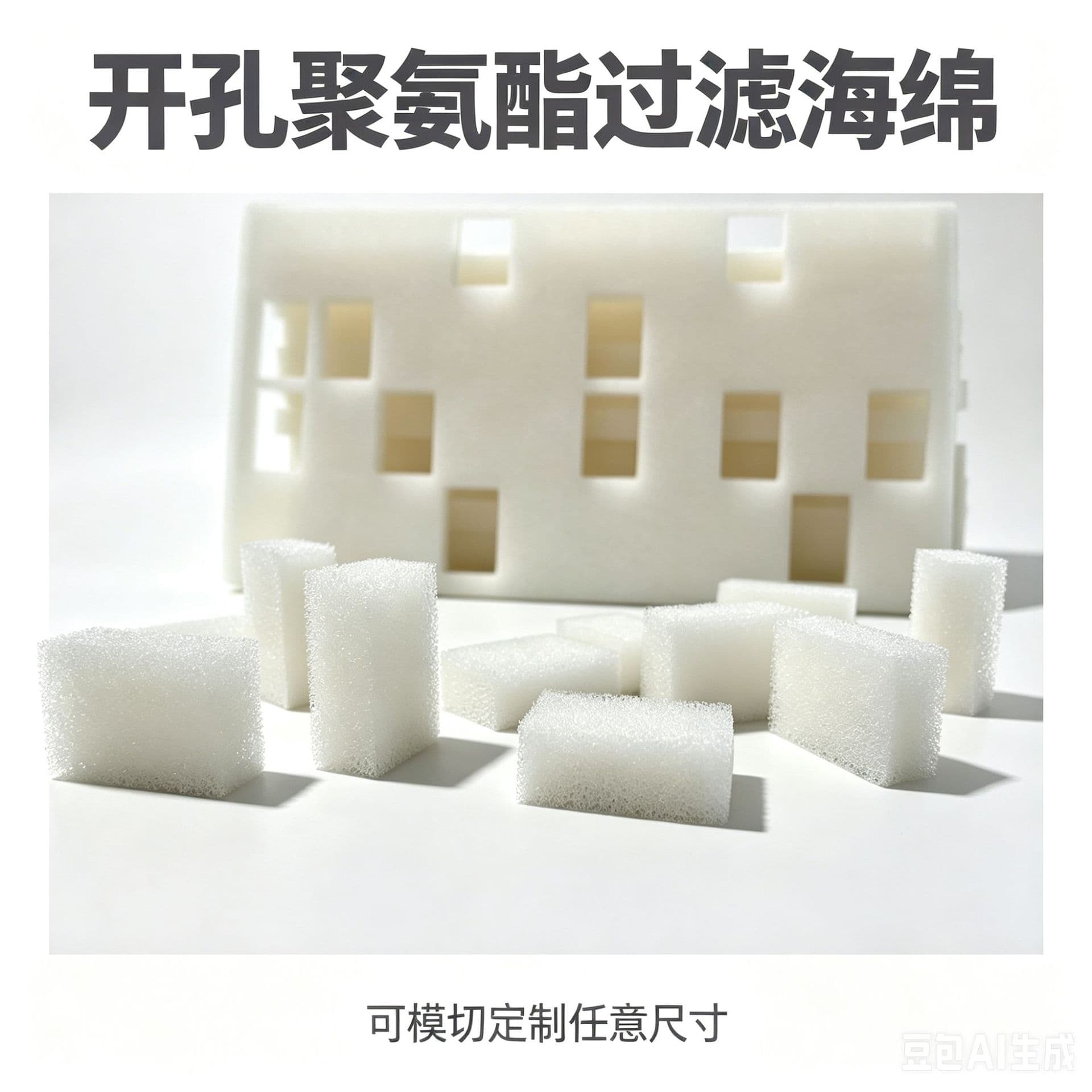White open-pore polyurethane filter sponge, aquarium filter cotton, supports cutting to any size, customizable