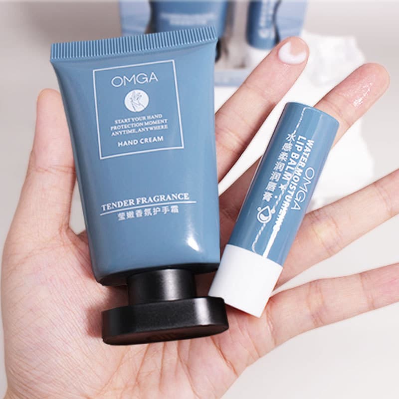 OMGA Men's Colorless Lip Balm Moisturizing Hand Cream Set Ying Tender Fragrance Watery Soft Lip Balm