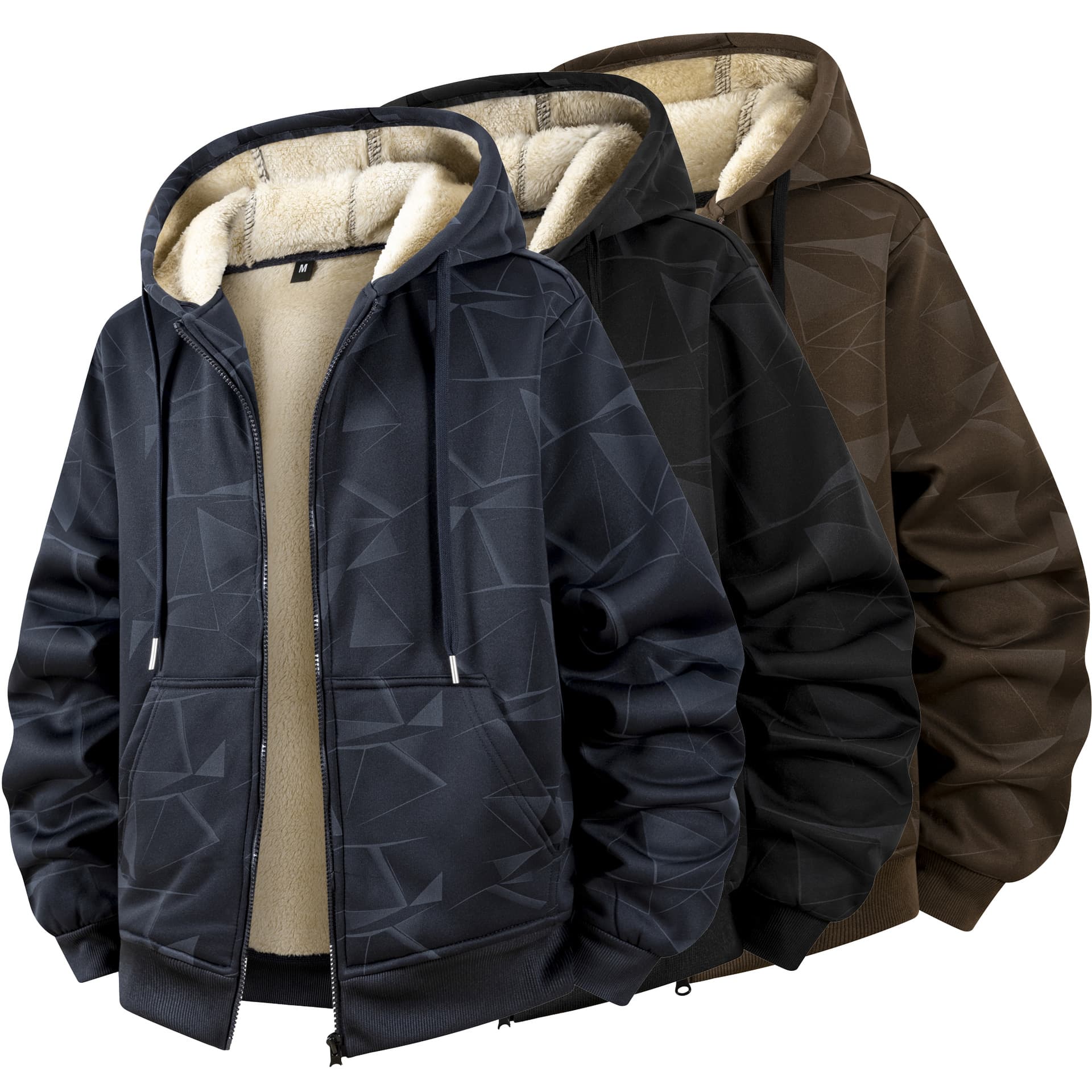 European Size S-6XL Plus-Size Lambswool Men's Jacket, Winter Fleece-Lined Thickened Hooded Casual Cardigan, Cross-Border Jacket