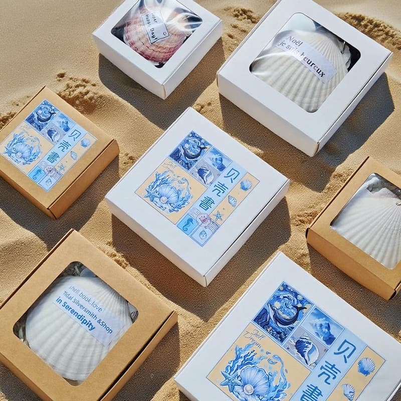 Natural Shell Loose-Leaf Creative Journal Gift Box, Ins-Style Art Magazine Shell Pearl Notebook with Leather Box, Wholesale