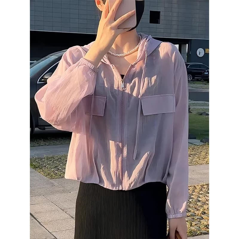 Hooded Short Jacket Sun Protection for Women 2026 New Style Loose Breathable