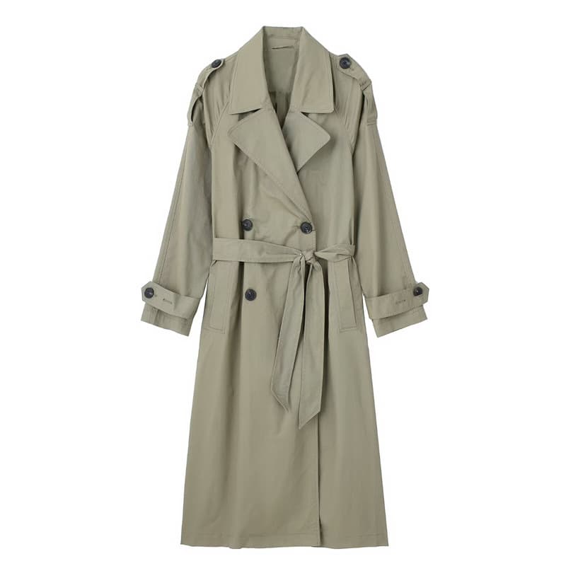 Wholesale Women's Fashion Coat for Export 2025 New Spring/Autumn European and American Style Double-Breasted Trench Coat with Belt 8372319