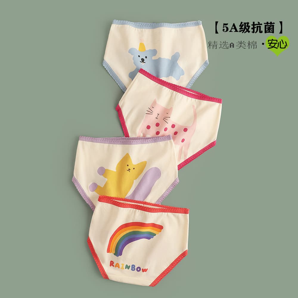 Girls Cartoon Cotton Panties, Children's Triangle Briefs, Toddler Lace Cotton Breathable Shorts Wholesale