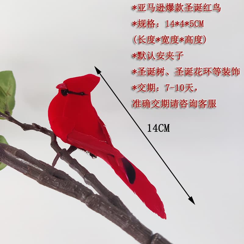14cm Cardinal Bird Christmas Red Bird Foam Bird Simulation Bird Christmas Decoration Christmas Tree Butterfly Craft