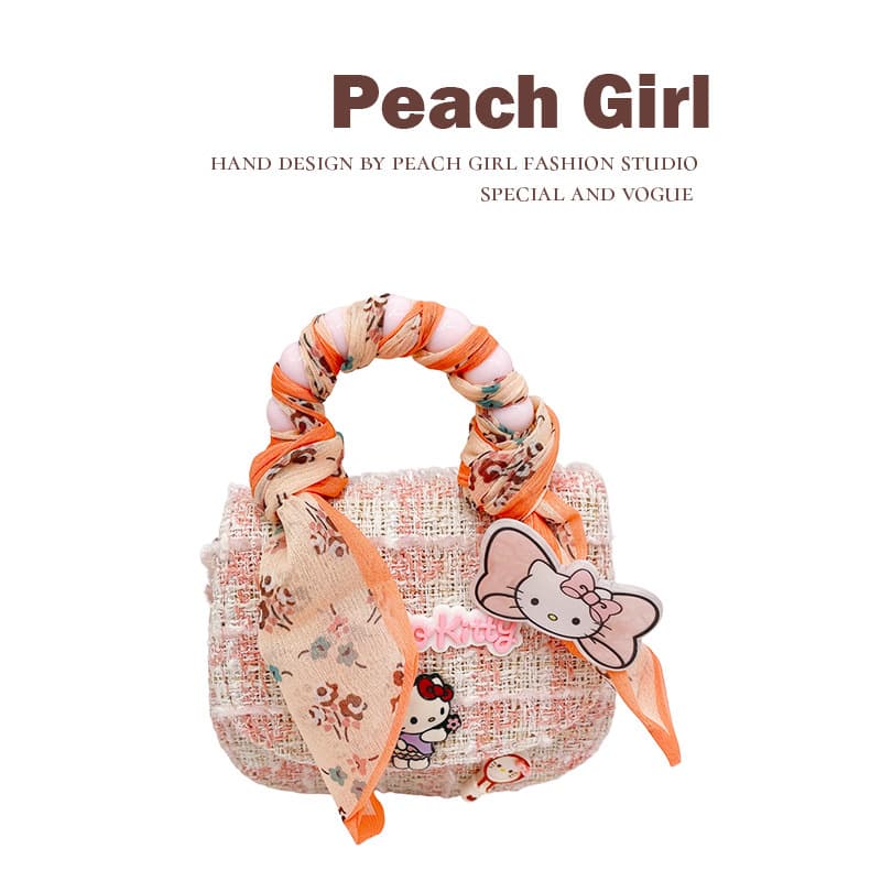 Peach Girl small fragrance ribbon cat girl handbag shoulder bag crossbody bag birthday gift HD546A08