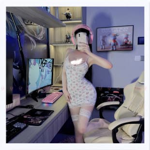 Lingerie Small Floral Contrast Lace Patchwork Sexy Low-Cut Pure Desire Camisole Bodycon Sleepwear Short Dress