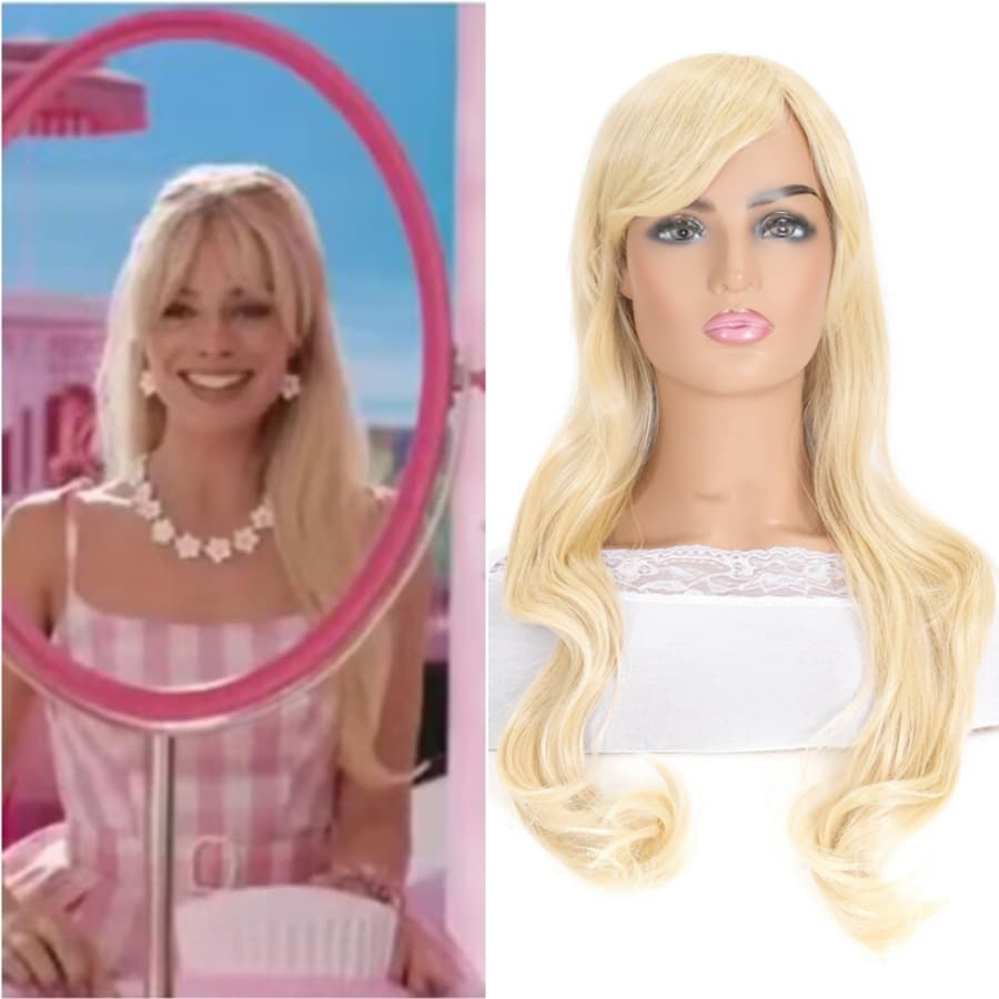 Barbie Movie Cosplay Wig Light Gold Curly Long Hair