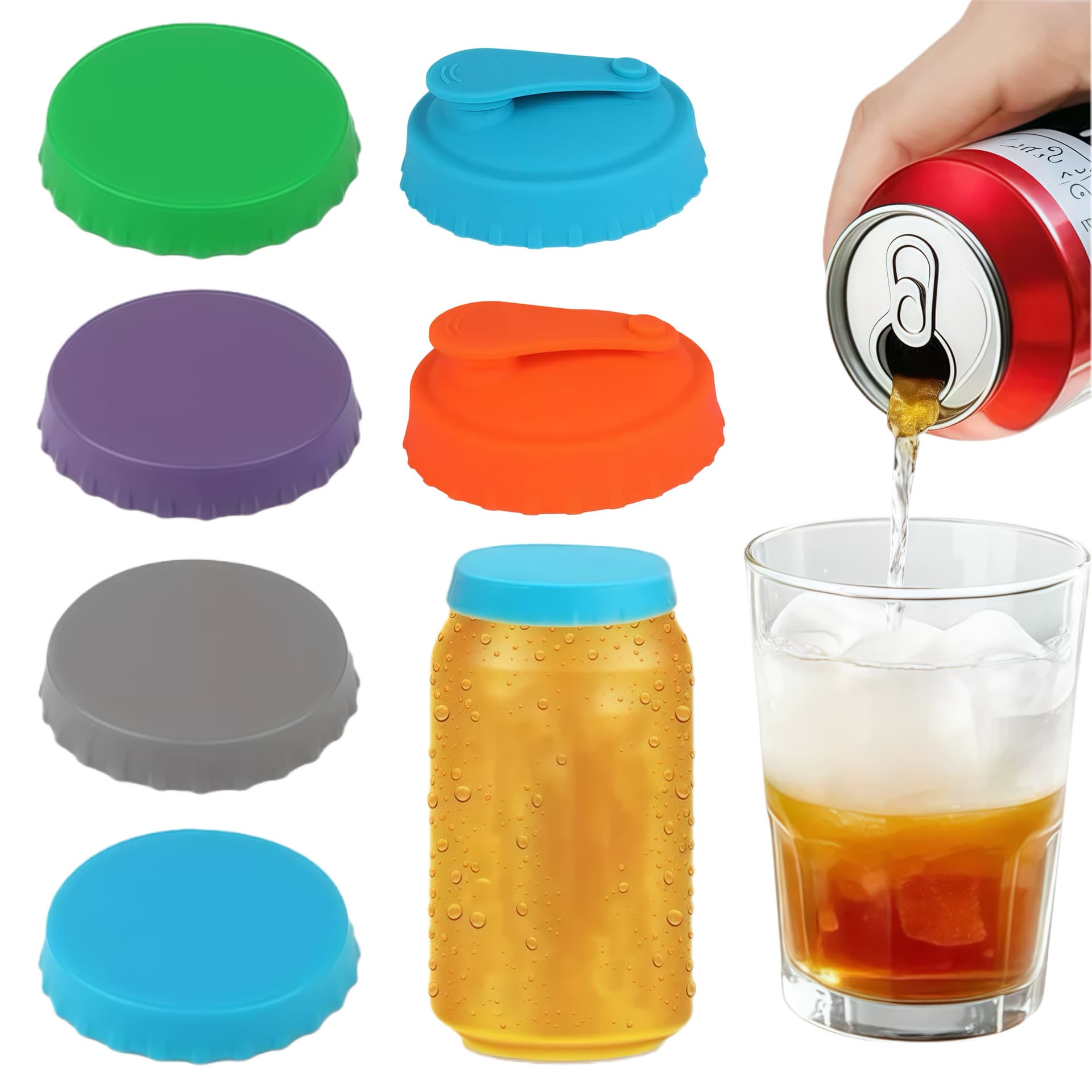 Silicone Cola Can Lid in Stock, Dustproof, Fresh-Keeping, Reusable Seal for Canned Beer and Soda