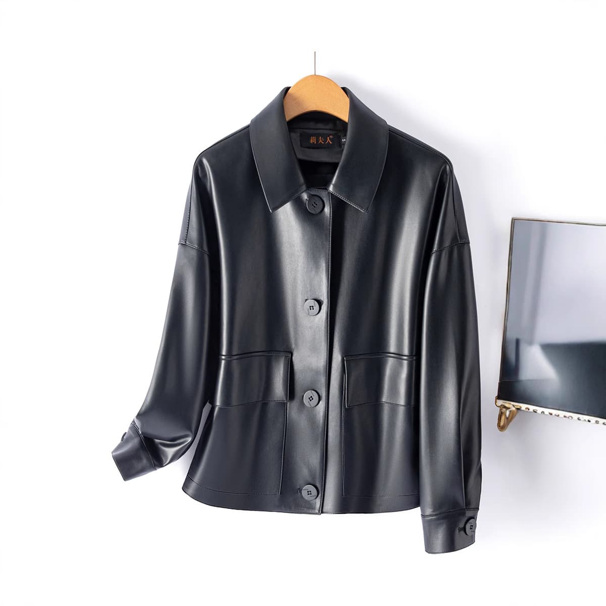 Haining Leather Jacket for Women Short Lapel Loose Casual Motorcycle Genuine Leather Coat Spring Autumn New Arrival