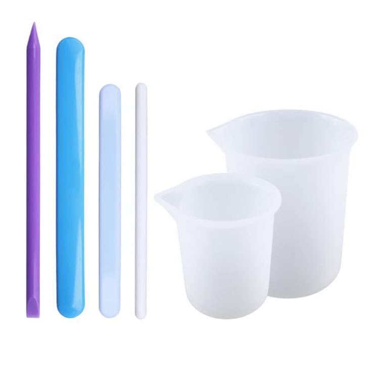 DIY Crystal Epoxy Resin Stirring Rod Defoaming Stick Measuring Cup Tool Kit Reusable Silicone Tools
