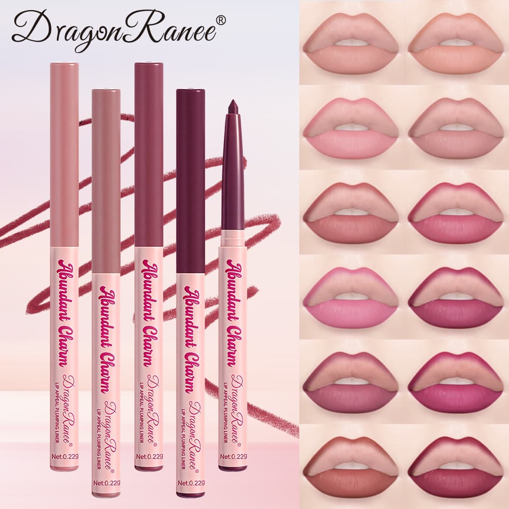 Lip liner pencil for naturally defining lip shape, under-eye shimmer pen, plumping makeup, rose series, contouring lip pencil, matte lip liner
