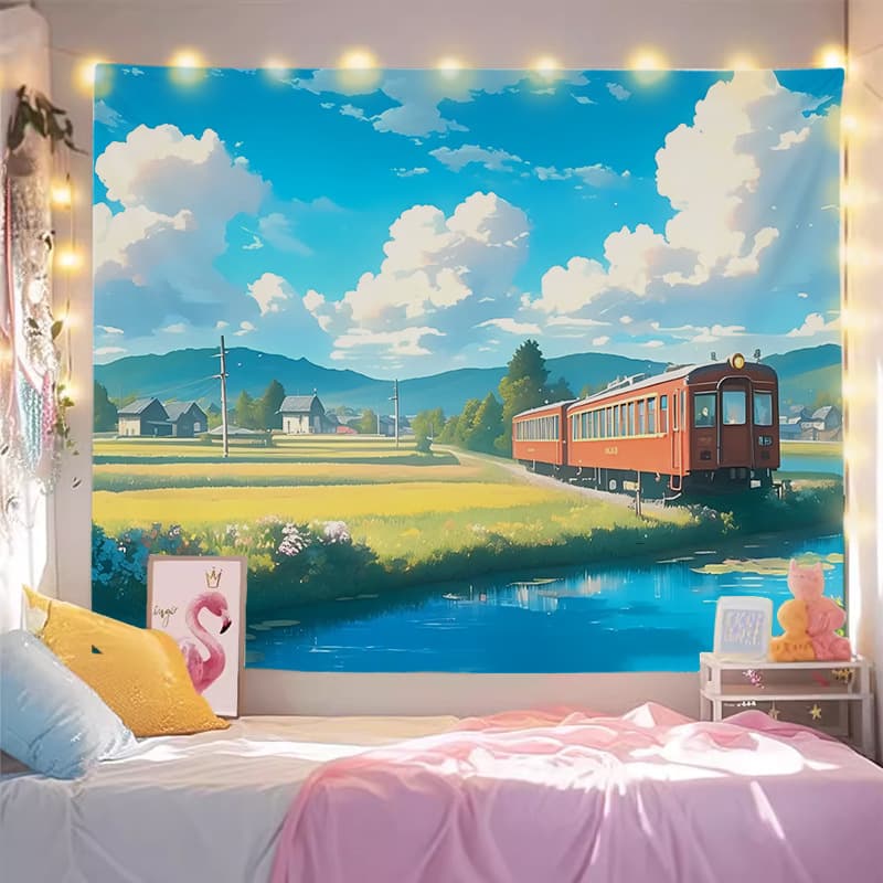 Hayao Miyazaki hanging painting Spirited Away My Neighbor Totoro Japanese comic movie poster decorative painting living room bedroom Castle in the Sky mural