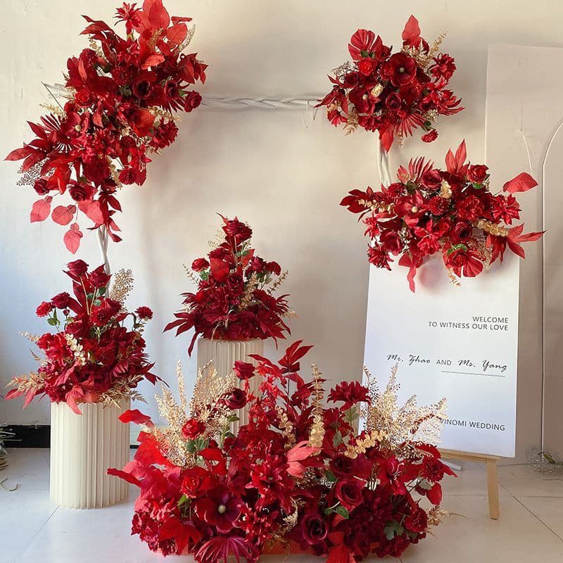 Valentine's Day Engagement Decoration Artificial Flower Collection Hanging Flowers Wedding Arrangement Potted Plants Floor Row Flowers Wedding Room