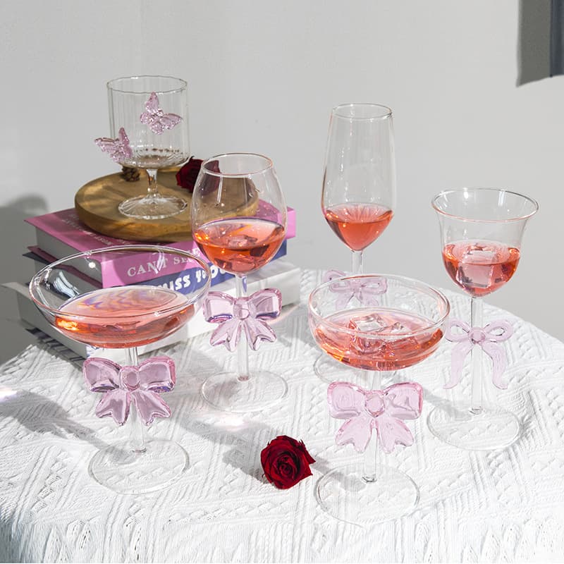 Cute Pink Bow Wine Glass Princess Red Wine Glass Christmas Gift