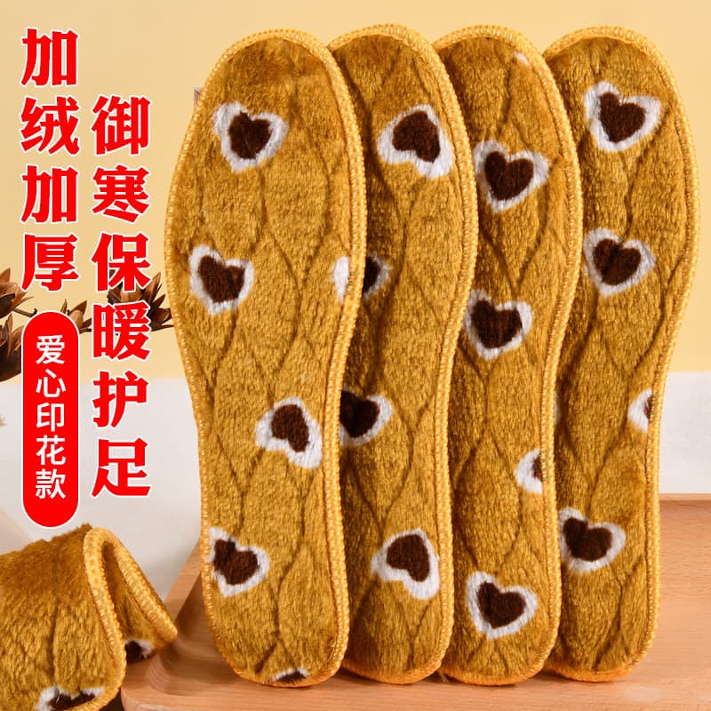 Wholesale warm insoles, sweat-absorbent, breathable, thickened, fleece-lined, winter men's and women's deodorizing cotton insoles for warmth