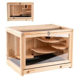Cross-Border Wooden Chinchilla Hamster House Hamster Quail Wooden Villa Pet Toy Multi-Layer Wooden Hamster Cage