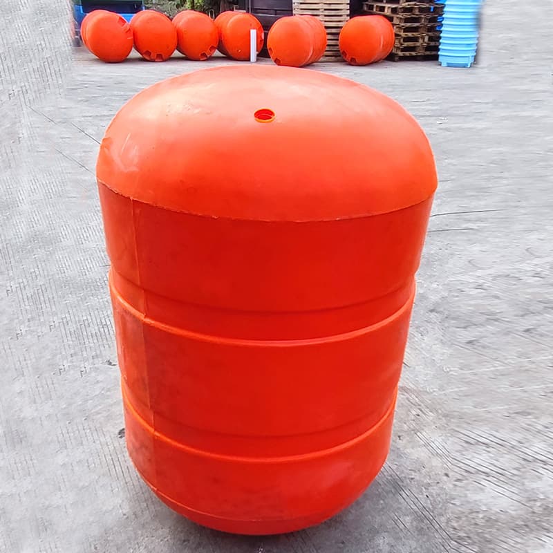 HDPE rotationally molded one-piece buoys, surface floats for river barriers and interception, eco-friendly material.