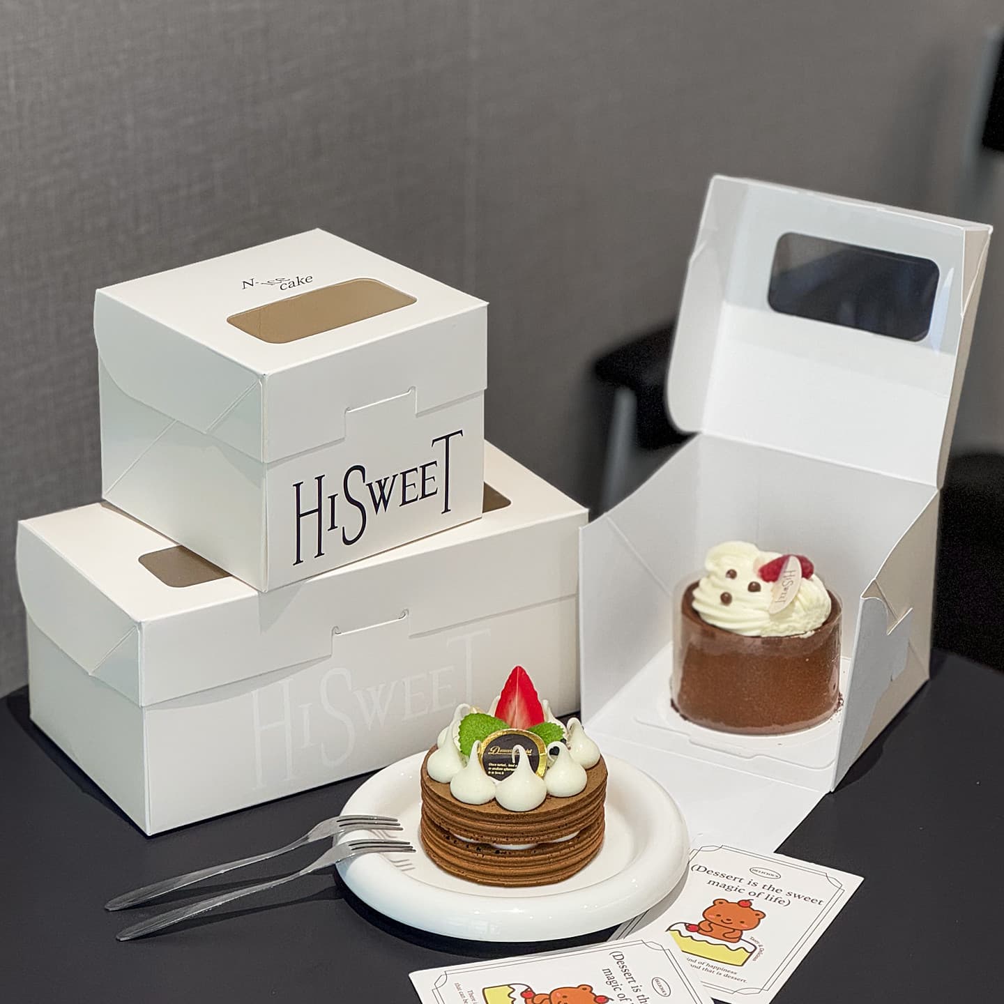 Trending Cut Cake Box, Thousand-Layer Cake & Mousse Packaging Box, Windowed Mini Dessert Square Box with Custom Logo