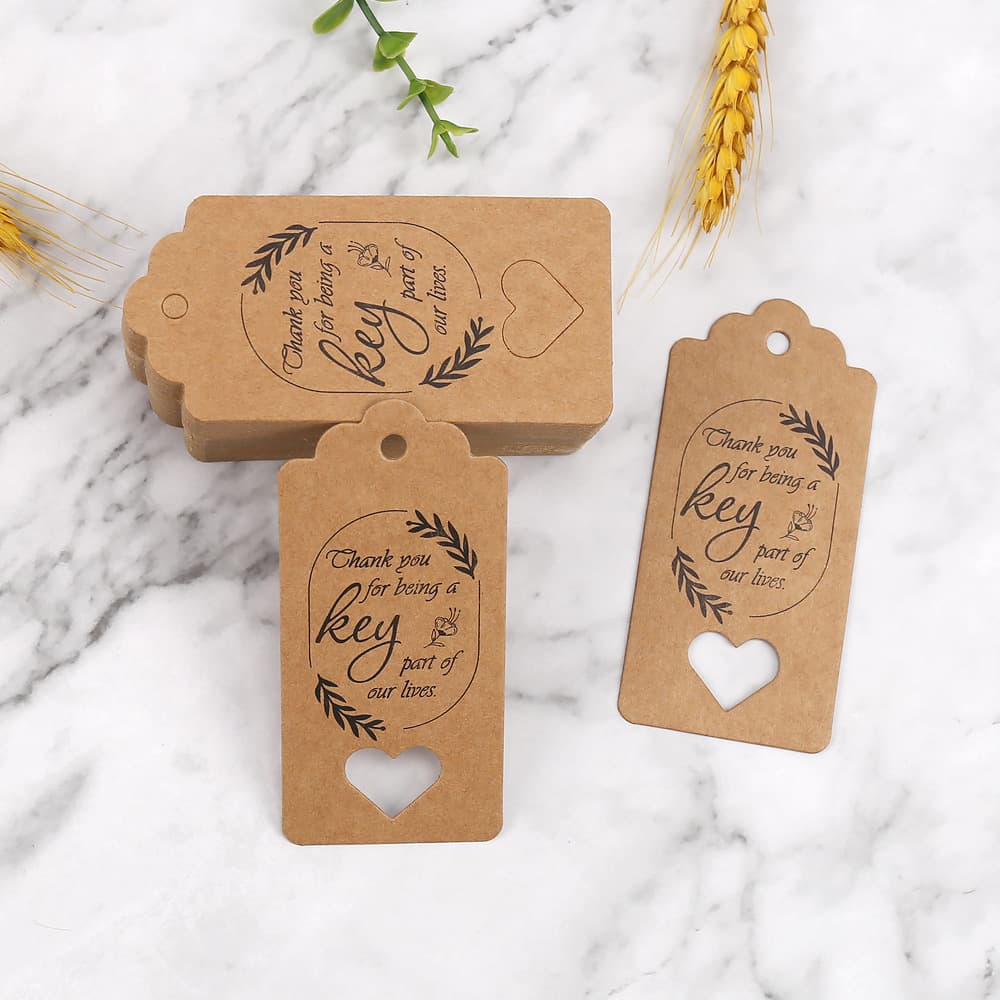 Kraft paper hang tag hollow love thank you card gift tag hanging souvenir packaging elevator card key chain card