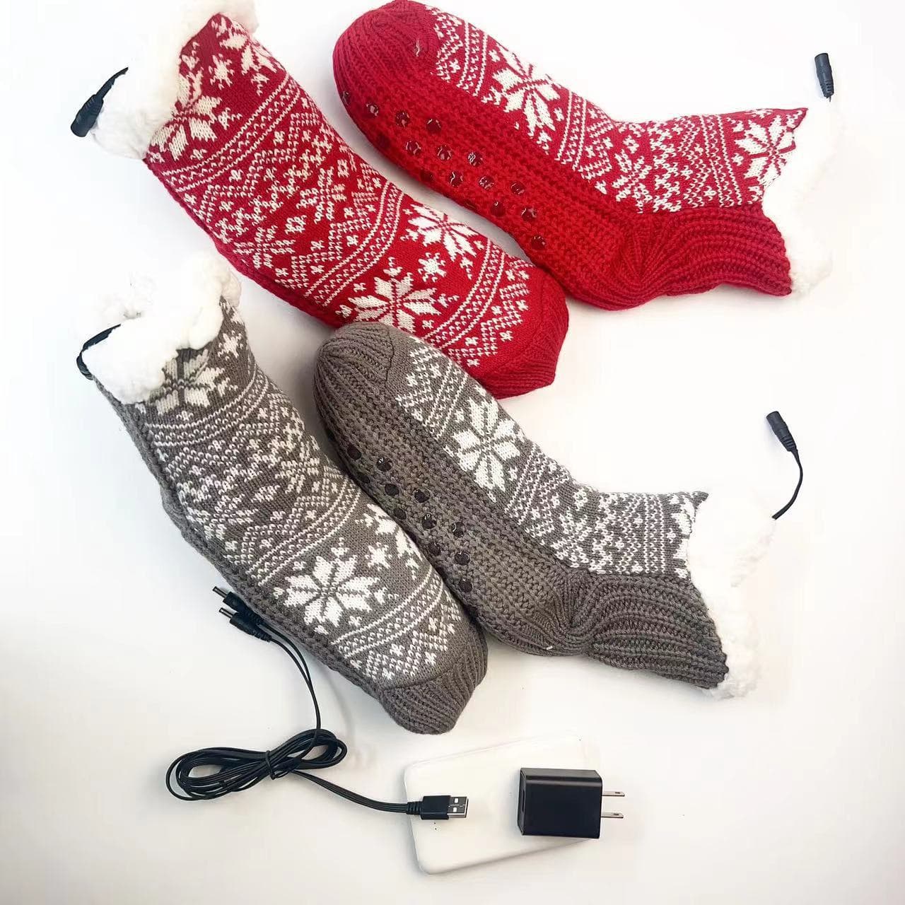 New USB Home Foot Warmers, Electric Thermal Floor Socks, Heated Shoe Covers, Cross-Border Direct Supply of Christmas Warm Socks