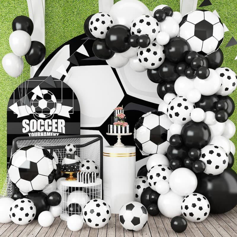 110-Piece Soccer Balloon Arch Set Soccer Aluminum Foil Decoration for Teen and Kids Soccer-Themed Birthday Party