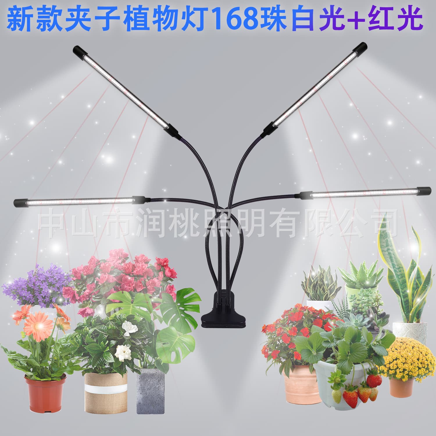 42-Bead Clip Plant Grow Light Full Spectrum LED Desk Supplement Light for Succulents, Dimmable