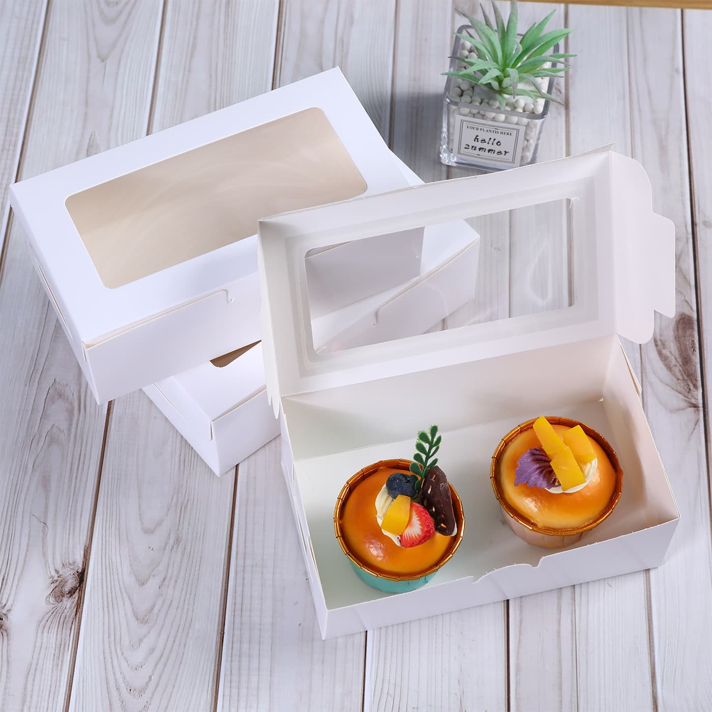 Enjiurui Candy Cake Tart Gift Box Hot-Selling In-Stock Rectangular Windowed Cookie Small Box Muffin