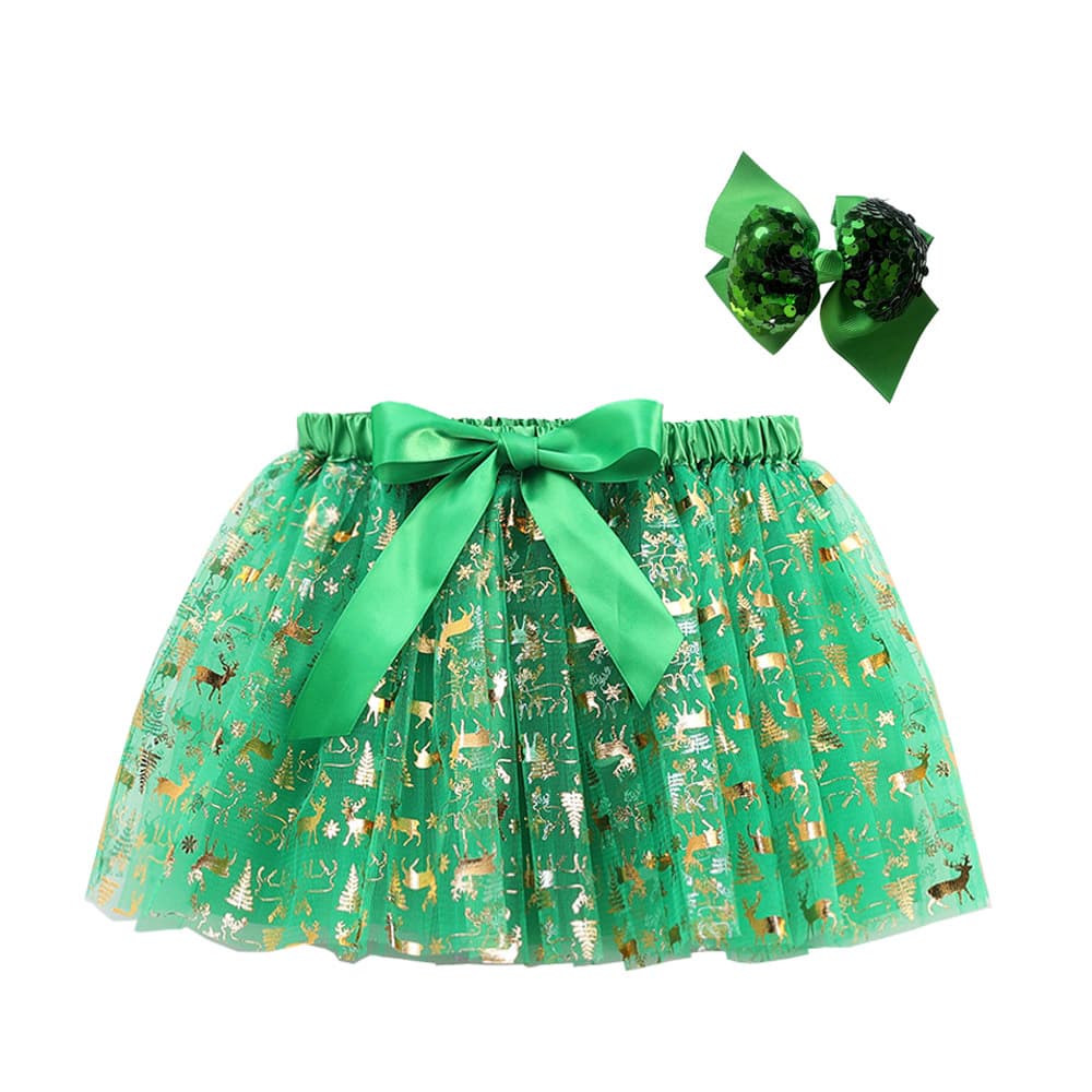 Christmas party tutu skirt with lining, short skirt, new style children's skirt, girls' skirt with bunny design.