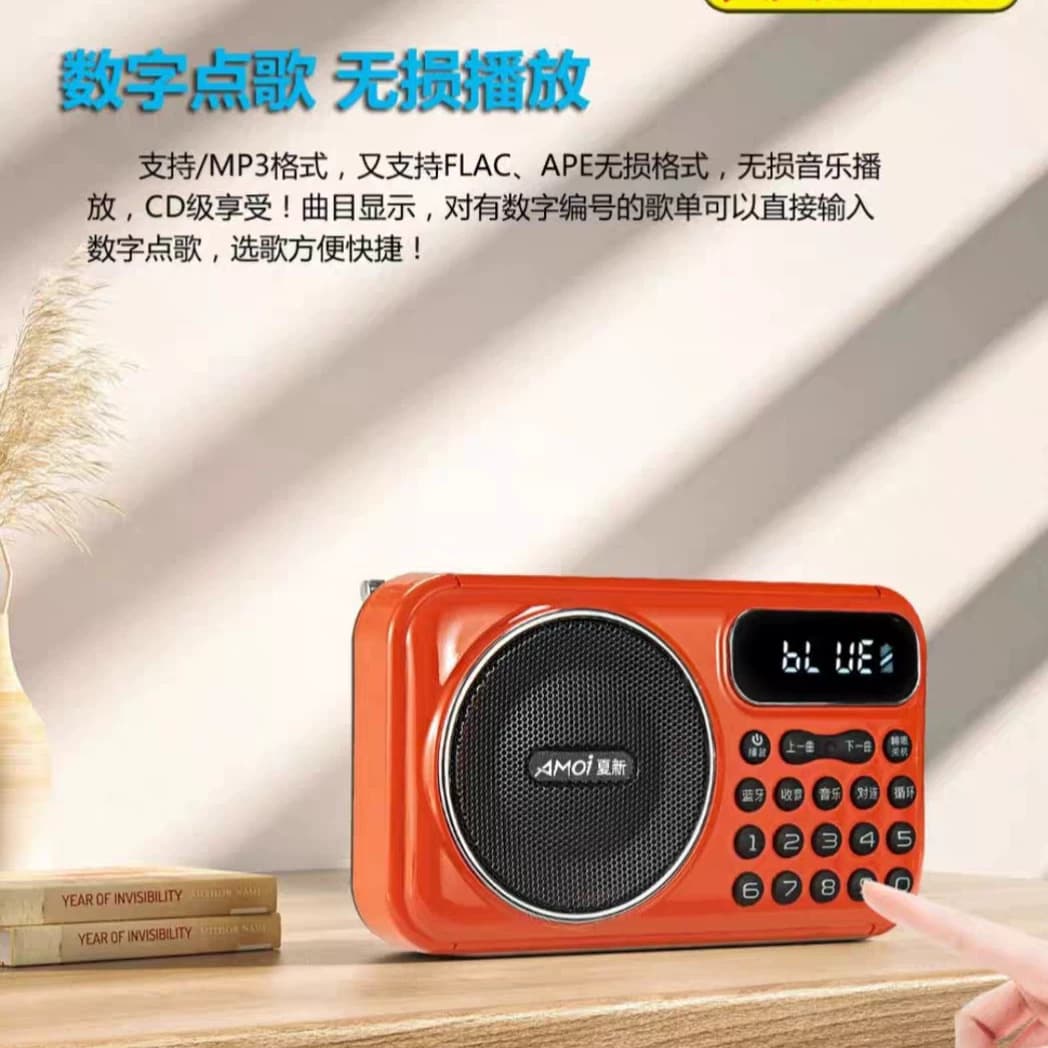 Amoi M55 Senior Card Radio Portable Rechargeable Mini Bluetooth Storytelling Music Player