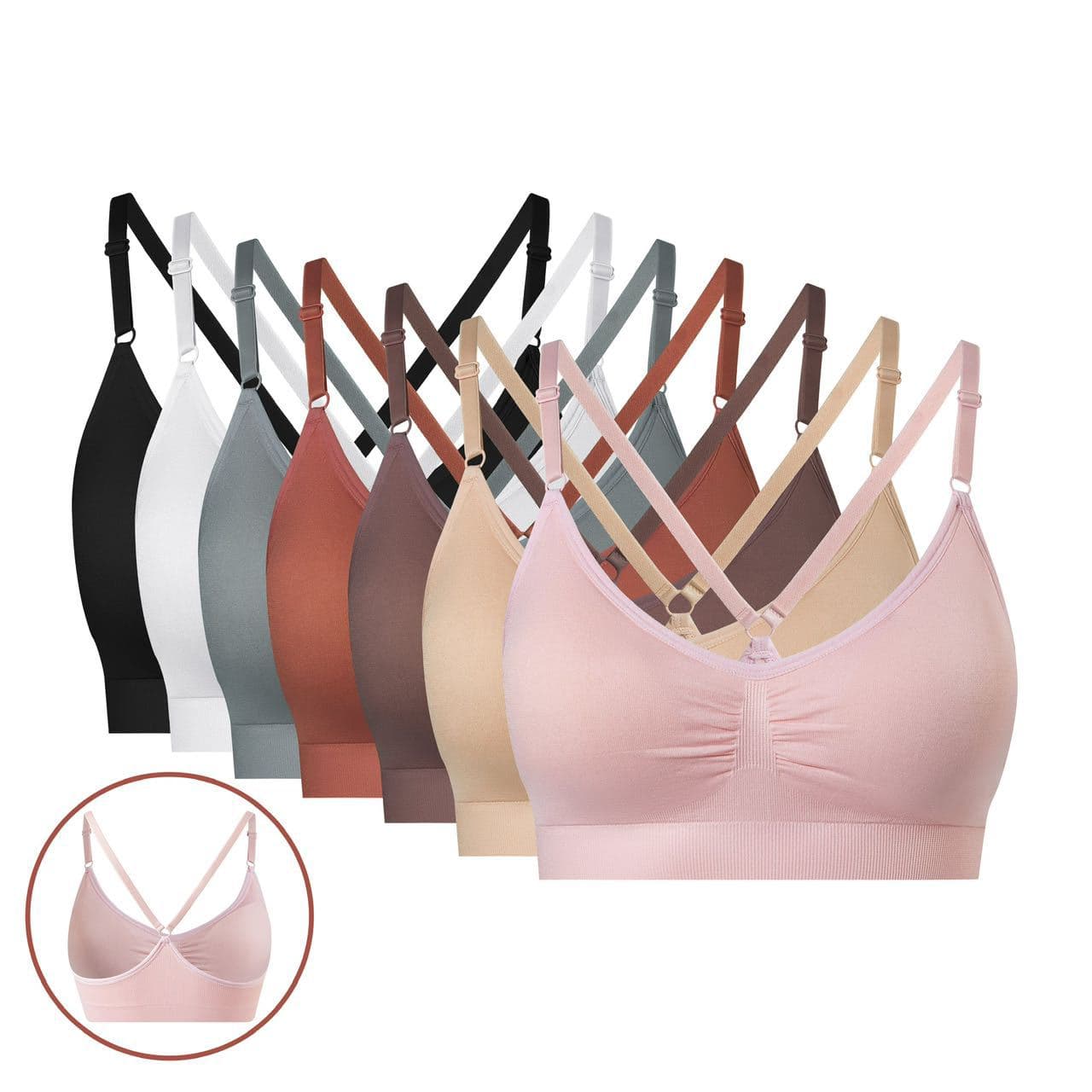 New Cross-Border Seamless Bra with Backless Design, Built-in Pads, Wire-Free Comfort, European and American Style Sports Bra Yoga Bra
