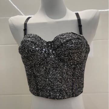 New European and American cross-border fishbone bra, sexy strapless sequined women's top, bar party vest style hot girl lingerie