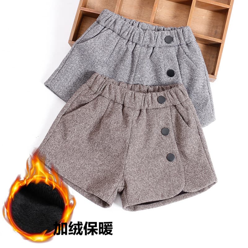 Girls' Winter New Shorts, Fashionable Thickened Fleece-Lined Wool Shorts for Middle and Older Children