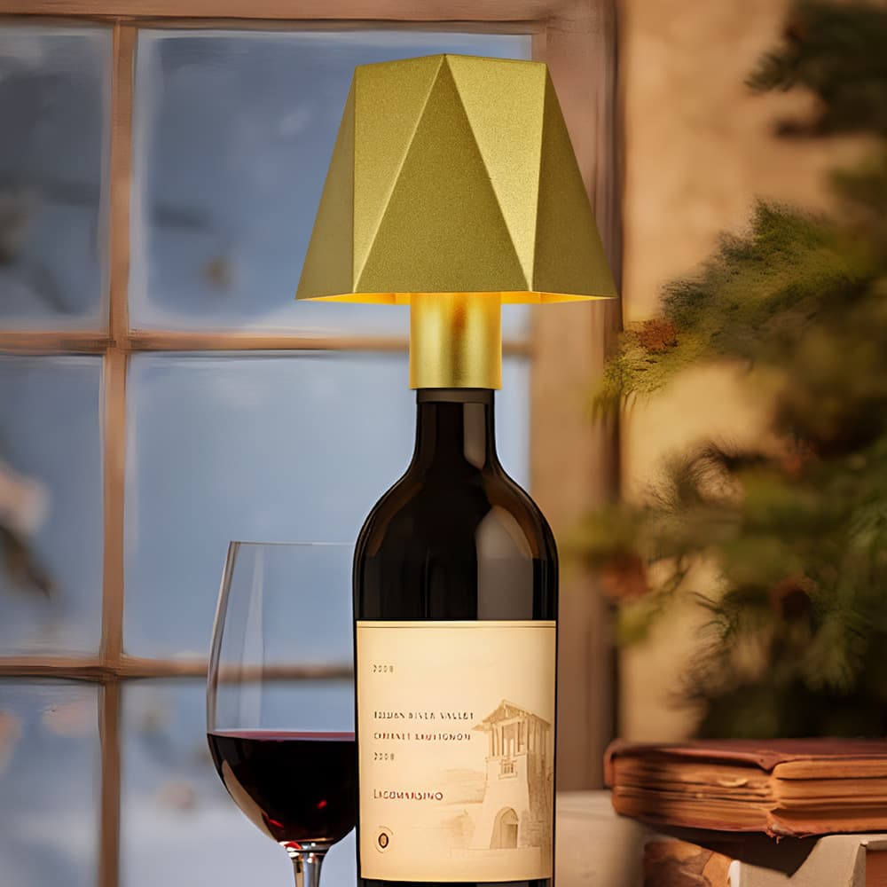 Cross-border creative wine bottle lamp holder with upturned stemmed glass portable rechargeable table lamp for bedroom bedside night lamp