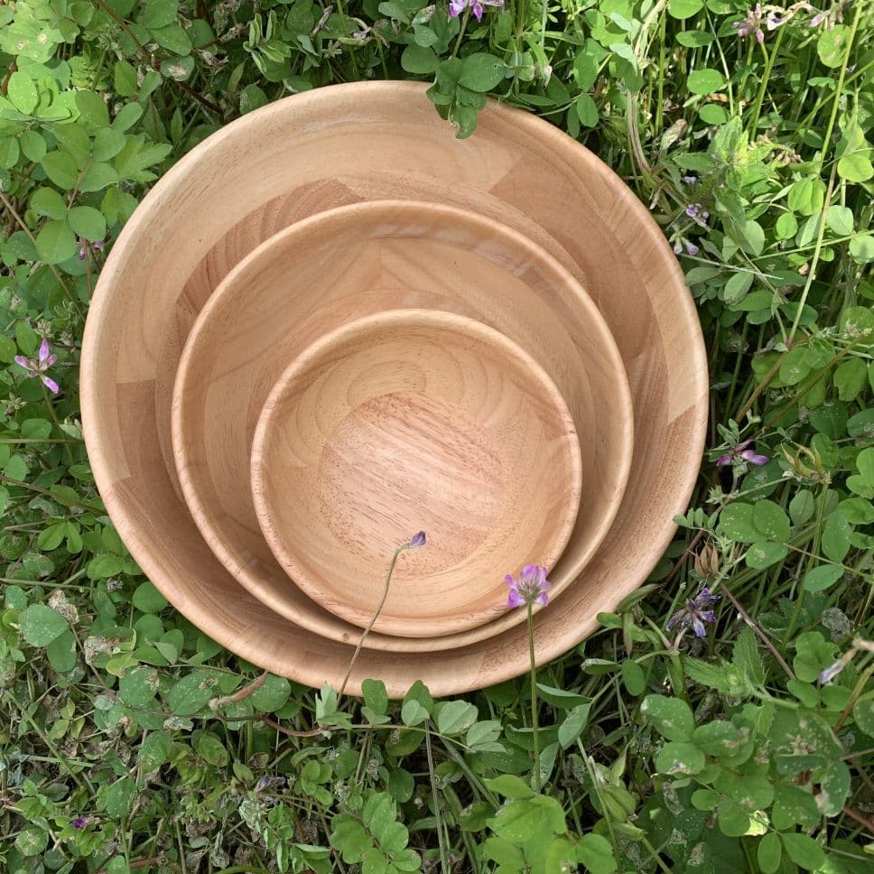 Rubber Wood Salad and Dough Mixing Fruit Bowl