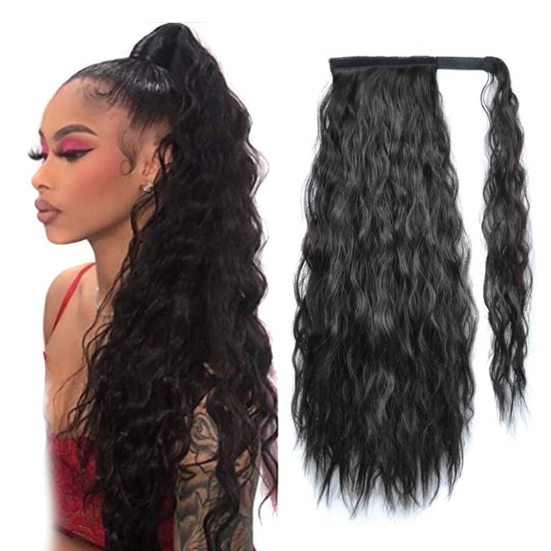 Wide Magic Tape European and American Style Curls Corn Silk Long Fake Hair Tail Braid Hair Extensions for Women