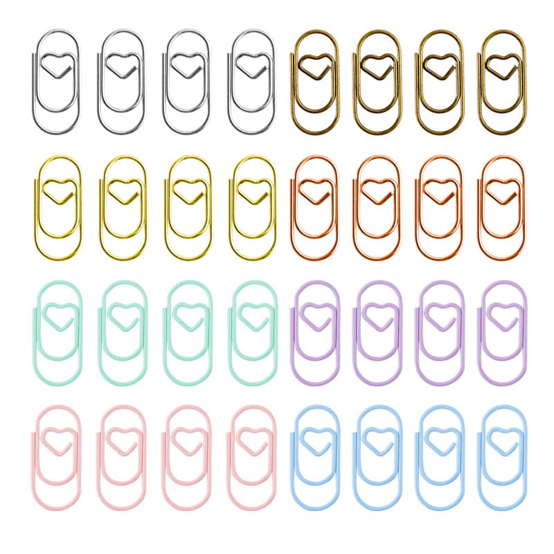 Hot-selling mini heart-shaped paper clips wholesale with free shipping, macaroon-colored heart-shaped metal creative clips.