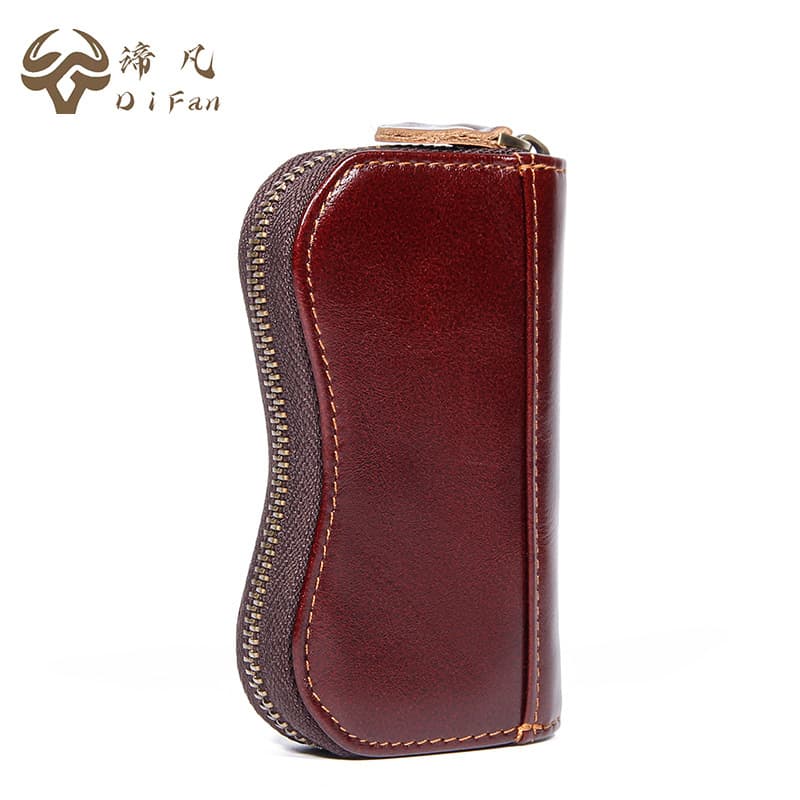 Vintage Leather Key Holder Card Wallet Women's Top Layer Cowhide Card Case Business Commuting Style Waterproof Wear Resistant