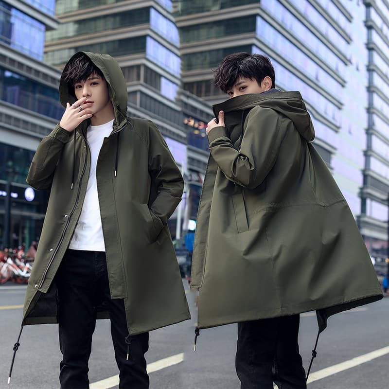 2026 Autumn Men's Trench Coat Mid-Length Casual Fashion Korean Style Winter Jacket Thickened Quilted Loose Overcoat Trendy