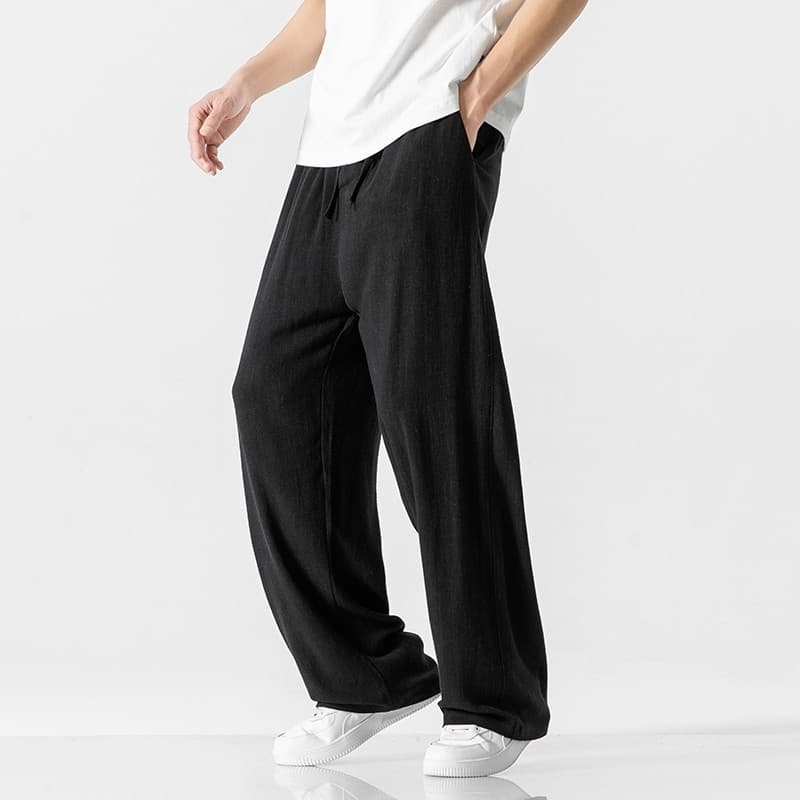 2026 Linen Pants Men Summer Loose Straight Casual Long Pants Spring Summer New Men's Trousers Draped Cotton Linen