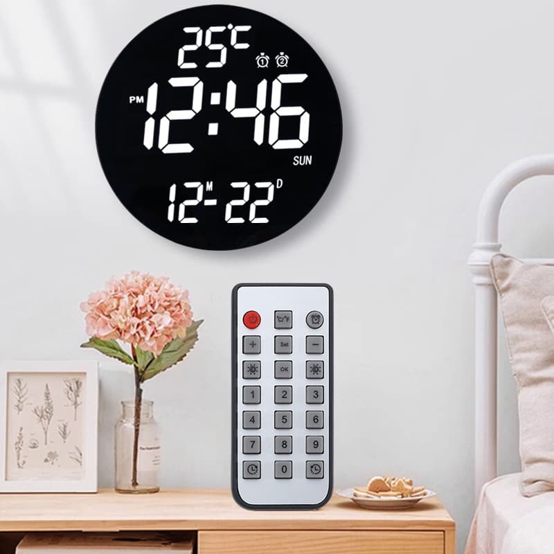 Study WiFi Wall Clock RGB Electronic Perpetual Calendar Wall Clock Bathroom Living Room Digital Clock APP Smart Control Alarm Clock