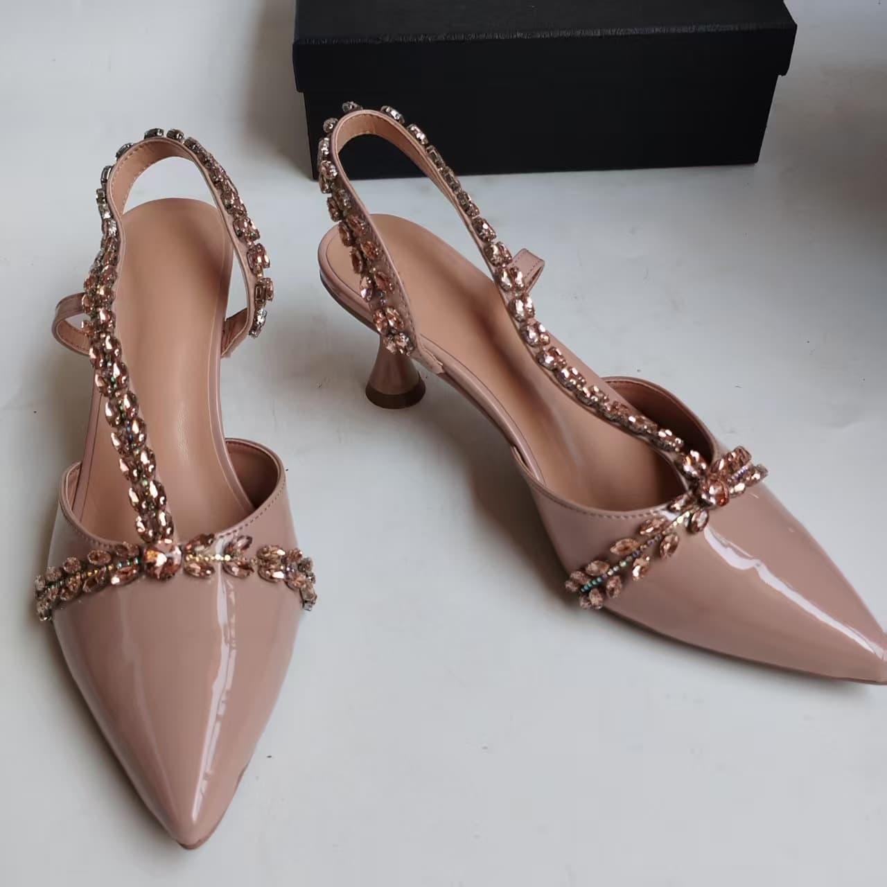 Ladies full diamond pointed toe high heels sandals crystal rhinestone evening bag purse and shoes set