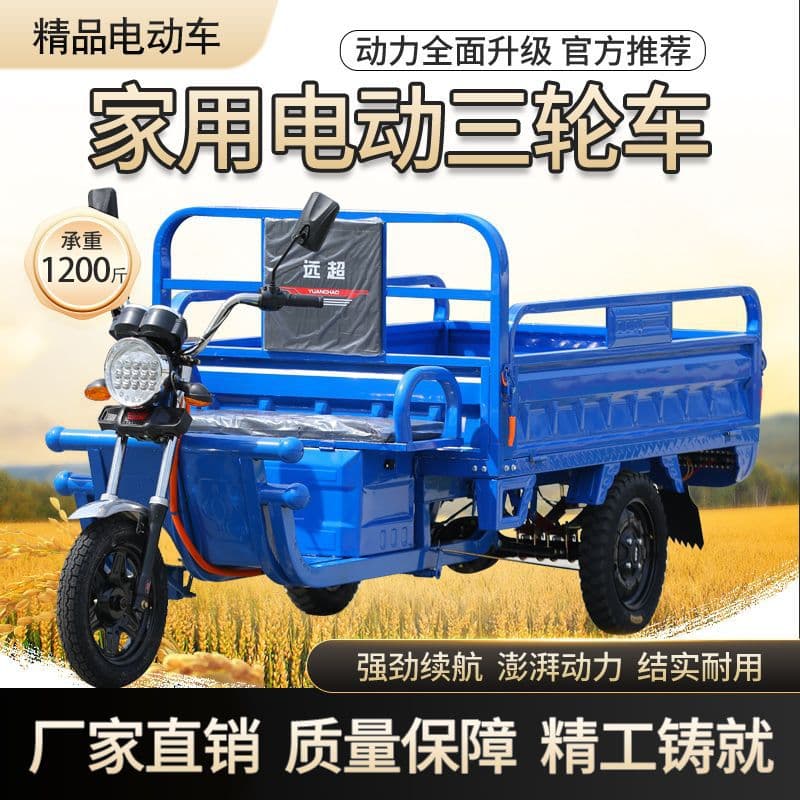 National standard electric tricycle, new type of cargo delivery, adult load-bearing mountainous household agricultural battery vehicle, truck stall